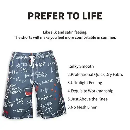 PREFER TO LIFE Men's Board Shorts, Quick Dry Swimwear Beach Holiday Party Bermuda Swim Big Pants … - 3