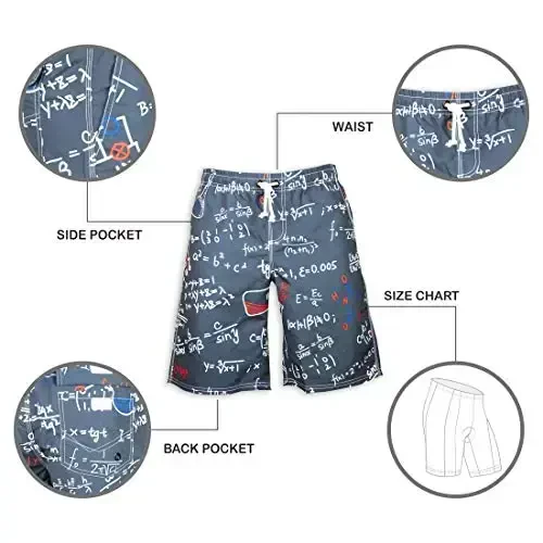 PREFER TO LIFE Men's Board Shorts, Quick Dry Swimwear Beach Holiday Party Bermuda Swim Big Pants … - 4
