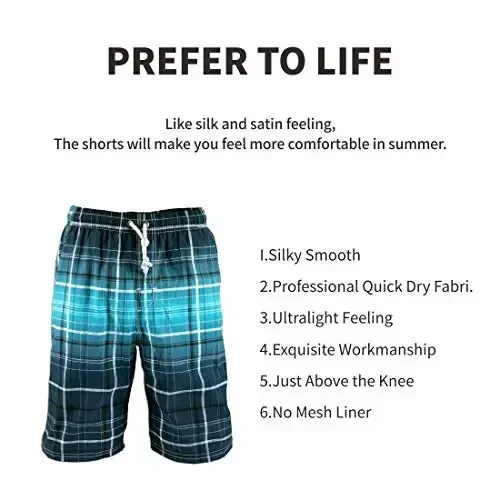 PREFER TO LIFE Men's Board Shorts, Quick Dry Swimwear Beach Holiday Party Bermuda Swim Big Pants … - 4