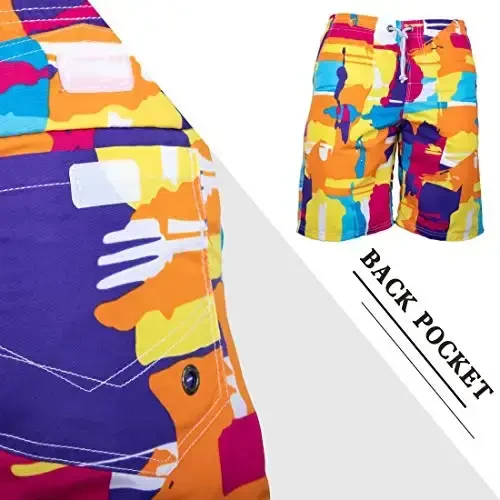 PREFER TO LIFE Men's Board Shorts, Quick Dry Swimwear Beach Holiday Party Bermuda Swim Big Pants … - 6