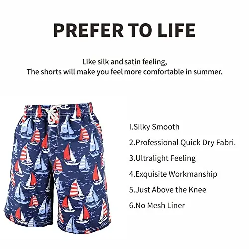 PREFER TO LIFE Men's Board Shorts, Quick Dry Swimwear Beach Holiday Party Bermuda Swim Big Pants … - 4