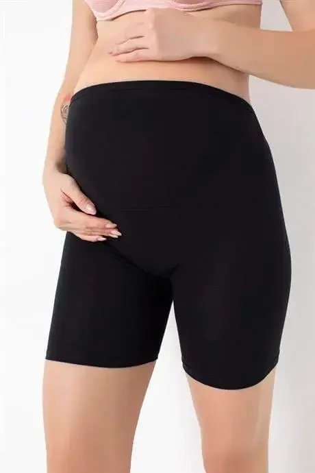 Pregnant Boxer Shorts Black Cotton Lycra - 1