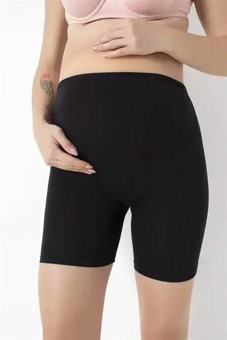Pregnant Boxer Shorts Black Cotton Lycra - 2