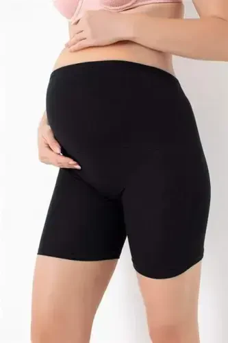 Pregnant Boxer Shorts Black Cotton Lycra - 4
