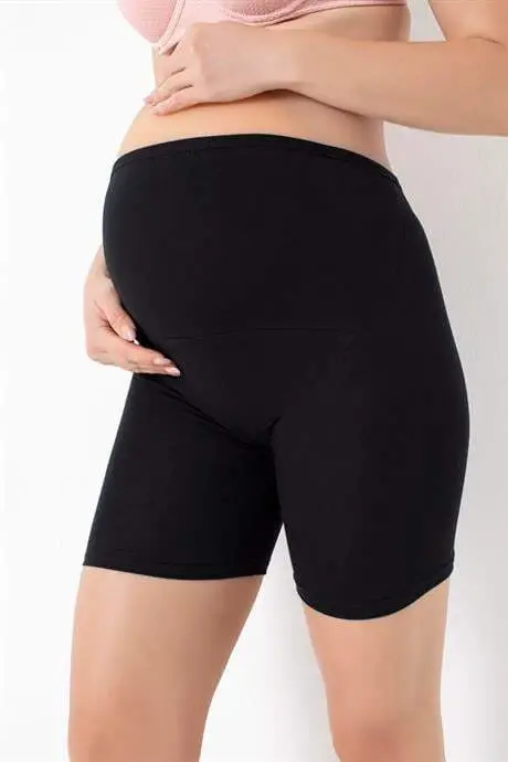 Pregnant Boxer Shorts Black Cotton Lycra - 4