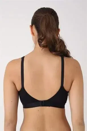 Pregnant Nursing Bra 3-Pack Black Cotton Removable Padded Nipple Does Not Show - 4