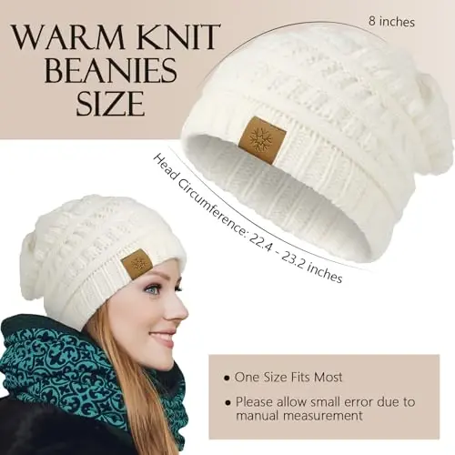 Premillow Beanie Hat and Touchscreen Gloves with Fleece Lined for Women | soft itch-free beanie, thick fleece lining for warmth, touchscreen gloves, ideal for outdoor & daily use,perfect holiday gift - 3