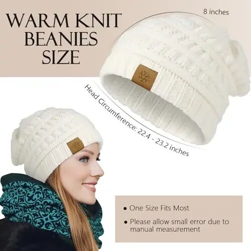 Premillow Beanie Hat and Touchscreen Gloves with Fleece Lined for Women | soft itch-free beanie, thick fleece lining for warmth, touchscreen gloves, ideal for outdoor & daily use,perfect holiday gift - 3