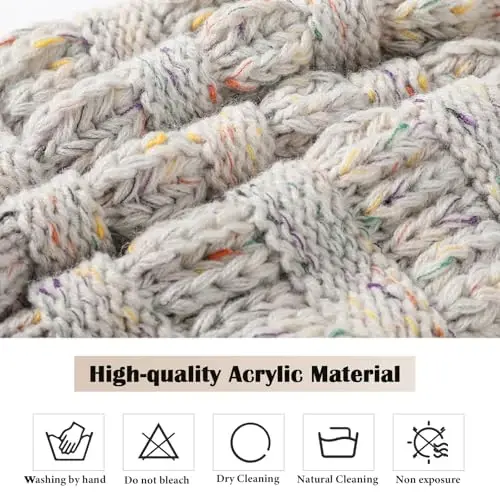 Premillow Beanie Hat, Ayollar uchun qishki bosh kiyimlar, Ayollar uchun qalin naqshli shapkalar, Sovuq kunlar uchun qalin yumshoq iliq ayollar qishki qalpoqchasi - 4