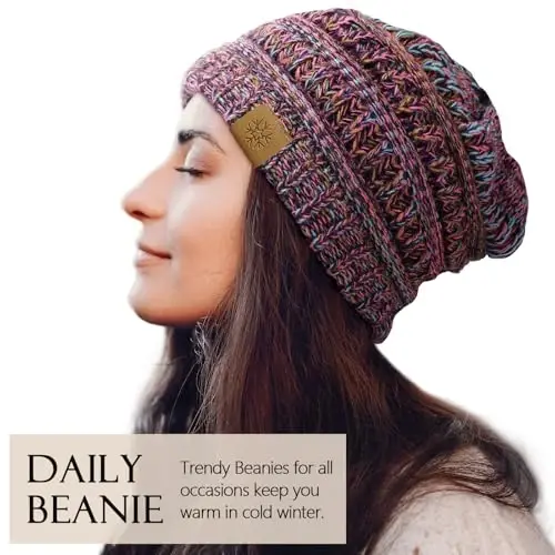 Premillow Beanie Hat, Ayollar uchun qishki shapkalar, Ayollar uchun katta hajmli kabel trikotaj shapkalar, Sovuq uchun qalin yumshoq iliq ayollar qishki shapkasi - PREMILLOW (1)