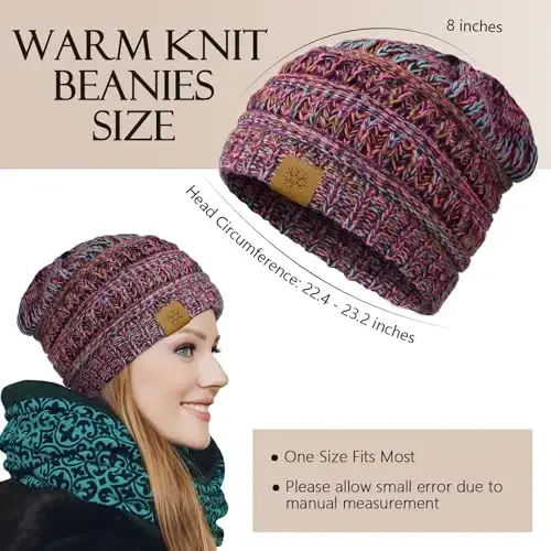 Premillow Beanie Hat, Ayollar uchun qishki shapkalar, Ayollar uchun katta hajmli kabel trikotaj shapkalar, Sovuq uchun qalin yumshoq iliq ayollar qishki shapkasi - 3