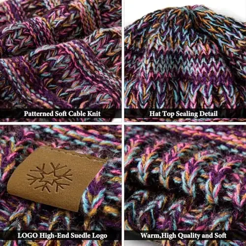 Premillow Beanie Hat, Ayollar uchun qishki shapkalar, Ayollar uchun katta hajmli kabel trikotaj shapkalar, Sovuq uchun qalin yumshoq iliq ayollar qishki shapkasi - 5