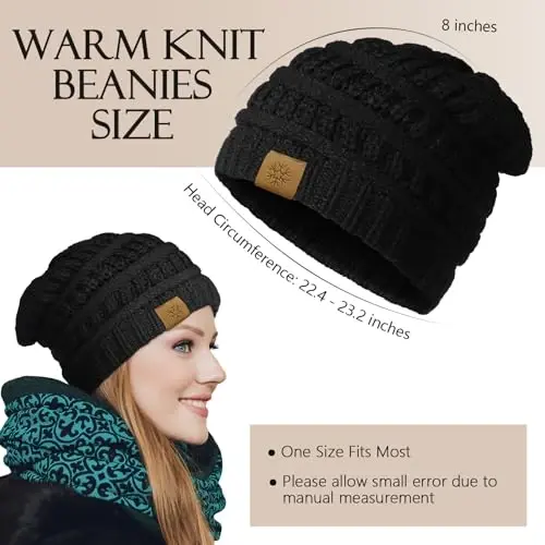 Premillow Beanie Hat, Ayollar uchun qishki shlyapalar, Ayollar uchun katta o'rashgan shlyapalar, Qalin yumshoq issiq ayollar qishki shapkasi sovuq uchun - 4