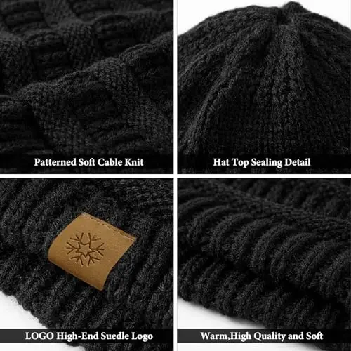 Premillow Beanie Hat, Ayollar uchun qishki shlyapalar, Ayollar uchun katta o'rashgan shlyapalar, Qalin yumshoq issiq ayollar qishki shapkasi sovuq uchun - 5