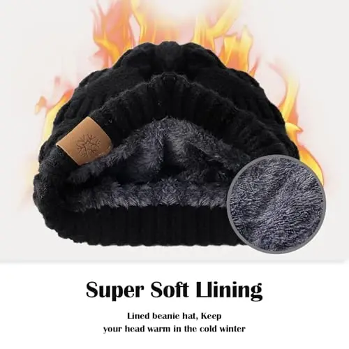 Premillow Beanie Hat, Ayollar uchun qishki shlyapalar, Ayollar uchun katta o'rashgan shlyapalar, Qalin yumshoq issiq ayollar qishki shapkasi sovuq uchun - 6