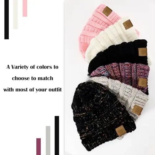 Premillow Beanie Hat, Ayollar uchun qishki shlyapalar, Ayollar uchun katta o'rashgan shlyapalar, Qalin yumshoq issiq ayollar qishki shapkasi sovuq uchun - 7