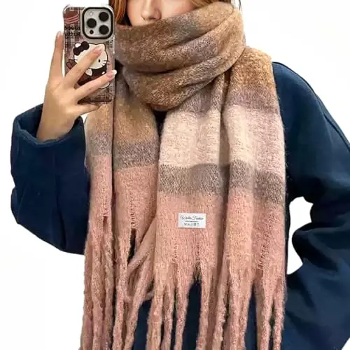 Premillow Women's Mohair Scarf, CasModazoneere Feel Winter Wrap, Soft Solid Color | Soft Mohair Blend for Skin-Friendly Comfort, Solid Color Matches Any Outfit, As Scarf or Shawl, Ideal Gifts for Women and Men - PREMILLOW