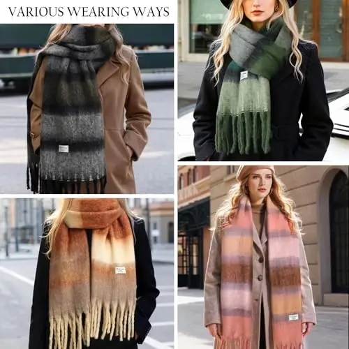 Premillow Women's Mohair Winter Scarf Pure Color, Warm Winter Scarf for Women and Men, Soft Luxurious CasModazoneere Feel Scarfs - 6