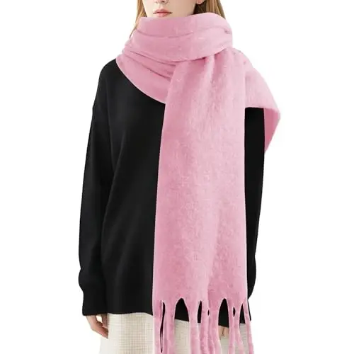 Premillow Women's Mohair Winter Scarf Pure Color, Warm Winter Scarf for Women and Men, Soft Luxurious CasModazoneere Feel Scarfs 