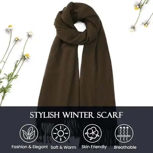 Premillow Women's Winter Scarf, PasModazoneina Shawl Wrap, Long Blanket Scarf | CasModazoneere-Like Softness, Lightweight&Warm, Elegant Fringe Detail, Versatile as Scarf or Shawl, Ideal for Cold Weather Gift - 3