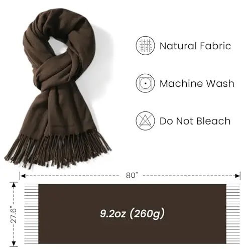 Premillow Women's Winter Scarf, PasModazoneina Shawl Wrap, Long Blanket Scarf | CasModazoneere-Like Softness, Lightweight&Warm, Elegant Fringe Detail, Versatile as Scarf or Shawl, Ideal for Cold Weather Gift - 4