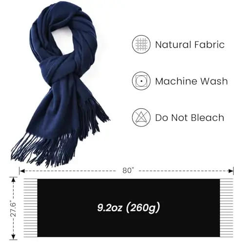 Premillow Women's Winter Scarf, PasModazoneina Shawl Wrap, Long Blanket Scarf | CasModazoneere-Like Softness, Lightweight&Warm, Elegant Fringe Detail, Versatile as Scarf or Shawl, Ideal for Cold Weather Gift - 3