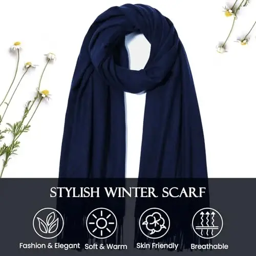 Premillow Women's Winter Scarf, PasModazoneina Shawl Wrap, Long Blanket Scarf | CasModazoneere-Like Softness, Lightweight&Warm, Elegant Fringe Detail, Versatile as Scarf or Shawl, Ideal for Cold Weather Gift - 4