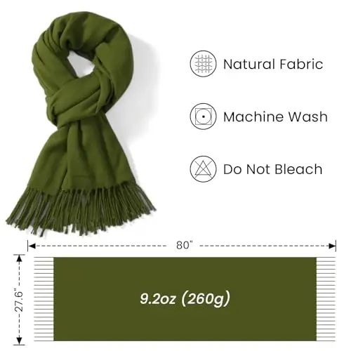 Premillow Women's Winter Scarf, PasModazoneina Shawl Wrap, Long Blanket Scarf | CasModazoneere-Like Softness, Lightweight&Warm, Elegant Fringe Detail, Versatile as Scarf or Shawl, Ideal for Cold Weather Gift - 3