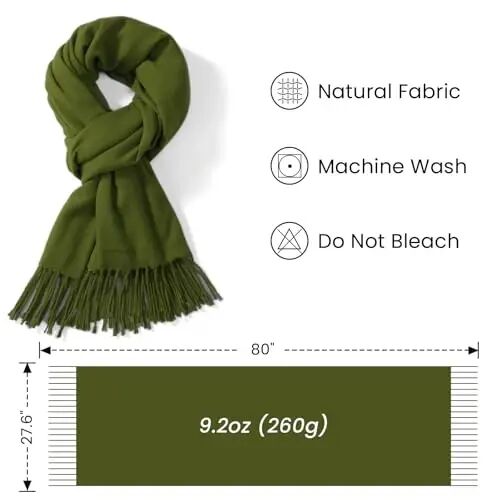 Premillow Women's Winter Scarf, PasModazoneina Shawl Wrap, Long Blanket Scarf | CasModazoneere-Like Softness, Lightweight&Warm, Elegant Fringe Detail, Versatile as Scarf or Shawl, Ideal for Cold Weather Gift - 3