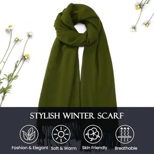 Premillow Women's Winter Scarf, PasModazoneina Shawl Wrap, Long Blanket Scarf | CasModazoneere-Like Softness, Lightweight&Warm, Elegant Fringe Detail, Versatile as Scarf or Shawl, Ideal for Cold Weather Gift - 4