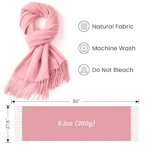 Premillow Women's Winter Scarf, PasModazoneina Shawl Wrap, Long Blanket Scarf | CasModazoneere-Like Softness, Lightweight&Warm, Elegant Fringe Detail, Versatile as Scarf or Shawl, Ideal for Cold Weather Gift - 3