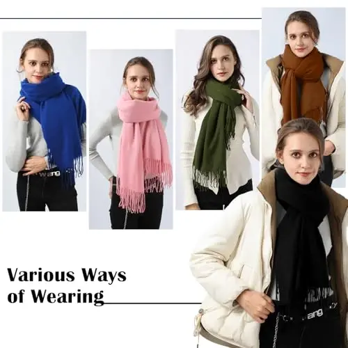 Premillow Women's Winter Scarf, PasModazoneina Shawl Wrap, Long Blanket Scarf | CasModazoneere-Like Softness, Lightweight&Warm, Elegant Fringe Detail, Versatile as Scarf or Shawl, Ideal for Cold Weather Gift - 6