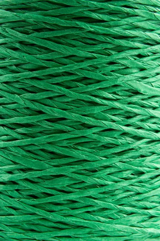 Premium 250 gr Doğal Kağıt Ip, Hasır Kağıt Iplik, Rafya, Çanta, Supla, Şapka Ipi, 250m Yeşil-Yeşil - 2