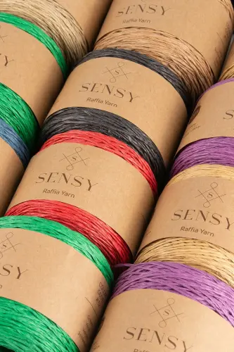 Premium 250 gr Doğal Kağoz Ip, Hasır Kağoz Iplik, Rafiya, Çanta, Supla, Şapka Ipi, 250m Mavi-Mavi - 6