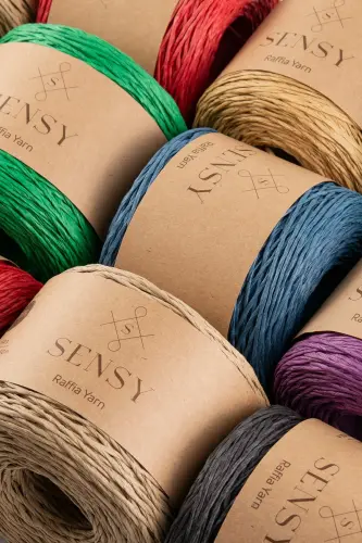 Premium 250 gr Doğal Kağoz Ip, Hasır Kağoz Iplik, Rafiya, çanta, supla, şapka Ipi, 250m Mor-Mor - 15