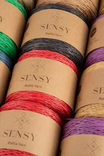 Premium 250 gr Natural Paper Yarn, Raffia Paper Yarn, Raffia, Bag, Placemat, Hat Yarn, 250m Blue-Blue - 12