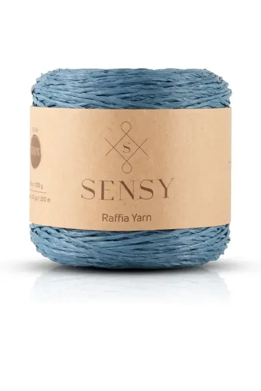 Premium 250 gr Natural Paper Yarn, Raffia Paper Yarn, Raffia, Bag, Placemat, Hat Yarn, 250m Blue-Blue - 1