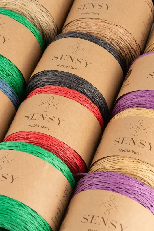 Premium 250 gr Natural Paper Yarn, Raffia Paper Yarn, Raffia, Bag, Placemat, Hat Yarn, 250m Green-Green - 13