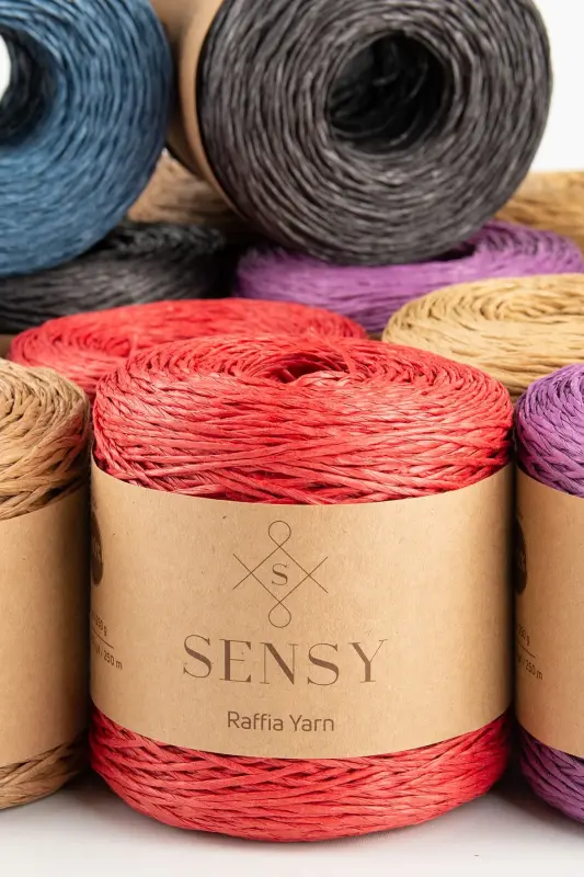 Premium 250 gr Natural Paper Yarn, Raffia Paper Yarn, Raffia, Bag, Placemat, Hat Yarn, 250m Green-Green - 14