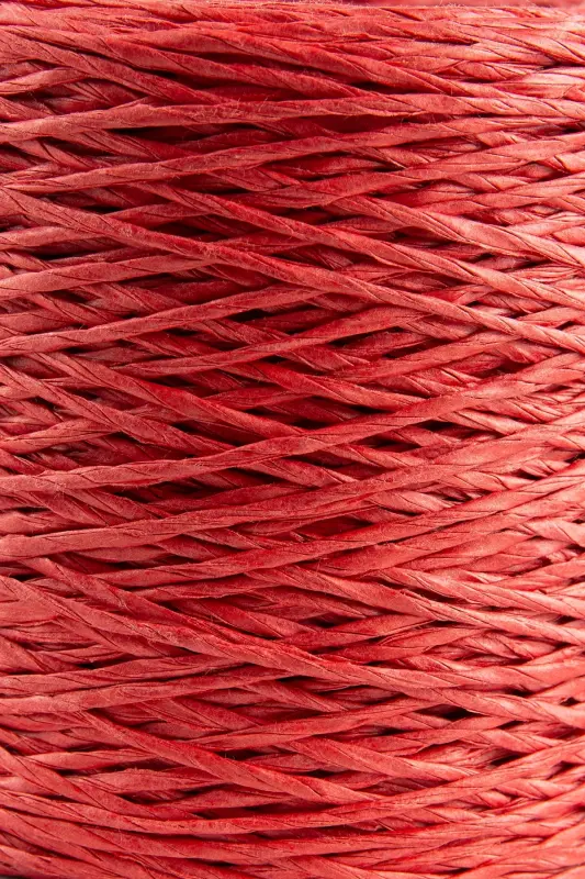 Premium 250 gr Natural Paper Yarn, Raffia Paper Yarn, Raffia, Bag, Trivet, Hat Yarn, 250m Red-Red - 2