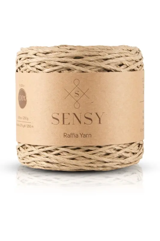 Premium 250 gr Natural Paper Yarn, Straw Paper Yarn, Raffia, Bag, Placemat, Hat Yarn, 250m Natural-Natural - SENSY