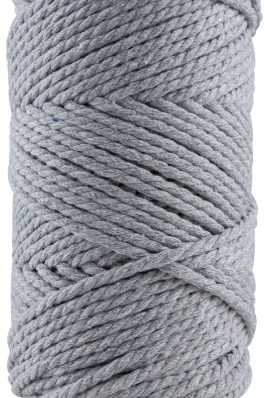 Premium 3 Büküm Makrome Ipi 3mm Üç Büküm Taranan Makrome Halat Ip 2li Set 500 Gr Açık Gri - Açık Gri - 2
