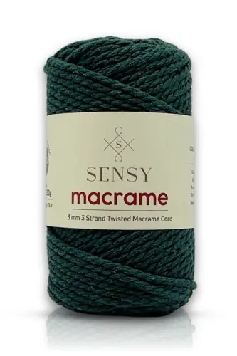 Premium 3 Büküm Pamuk Taranan Makrome Makrame Halat Hobi Ipi Üç Büküm Nefti Yeşili-Nefti Yeşili - 5
