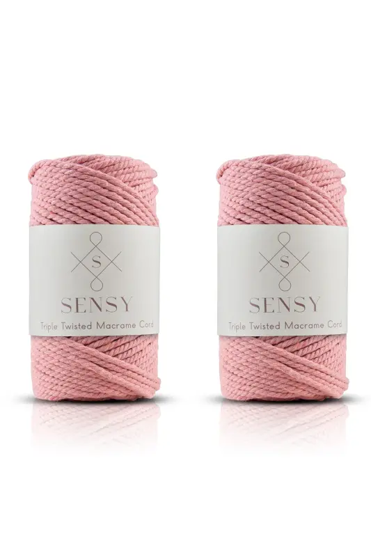 Premium 3 Buralgan Makrame Ipi 3mm Uch Buralgan Taraladigan Makrame Arqon Ipi 2li To'plam 500 gr Somon-Somon - 1