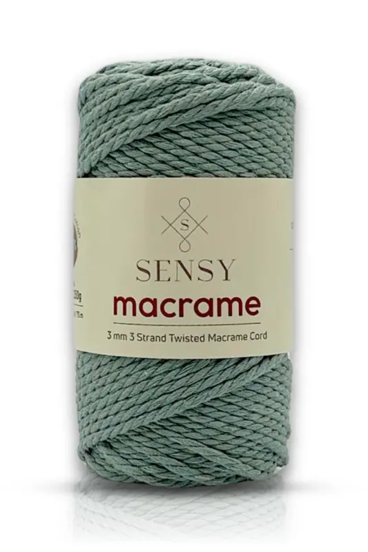 Premium 3 Ply Cotton Combed Macrame Combable Macrame Rope Hobby Yarn Three Ply Sage-Sage - SENSY