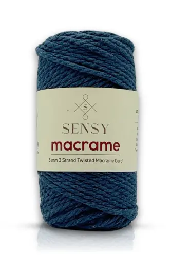 Premium 3 Ply Cotton Combed Macrame Rope Hobby Cord Three Ply Petrol Blue-Petrol Blue 