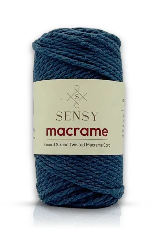 Premium 3 Ply Cotton Combed Macrame Rope Hobby Cord Three Ply Petrol Blue-Petrol Blue - 1