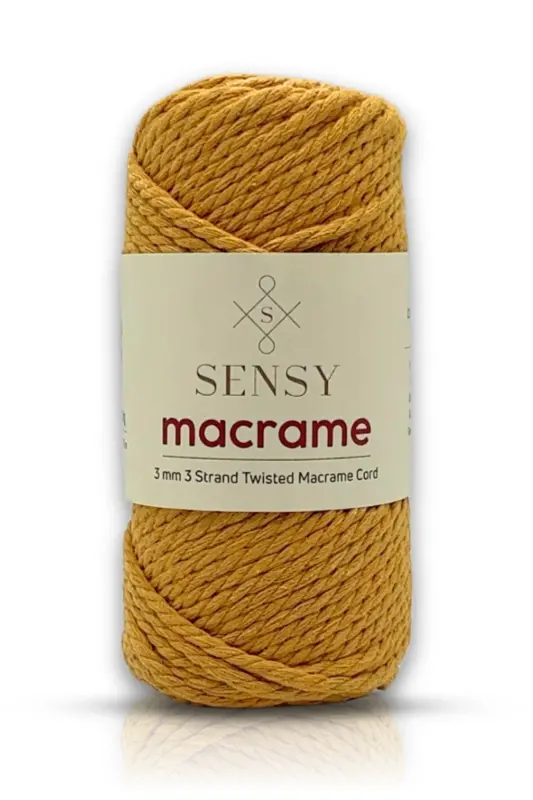 Premium 3 Ply Cotton Combed Macrame Unraveling Macrame Rope Hobby Yarn Three Ply Mustard-Mustard - 1