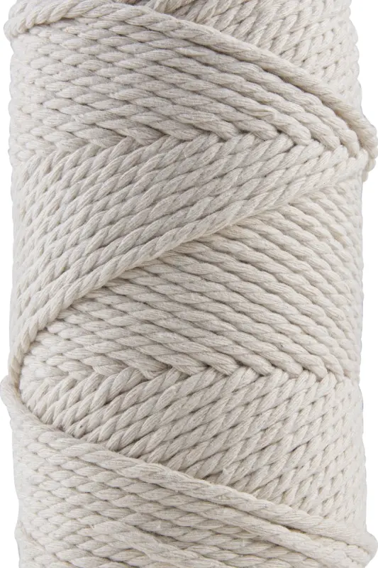 Premium 3 Ply Cotton Macrame Cord 3mm Three-Ply Twisted & Brushed Macrame Rope 500 (2X250 GRAM) Ecru - 2