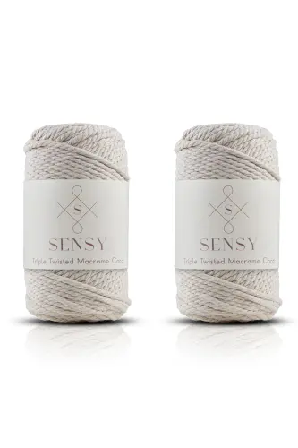 Premium 3 Ply Cotton Macrame Cord 3mm Three-Ply Twisted & Brushed Macrame Rope 500 (2X250 GRAM) Ecru - SENSY (1)